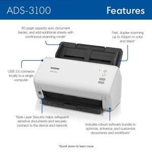 Escáner de documentos Brother ADS-3100 dúplex USB