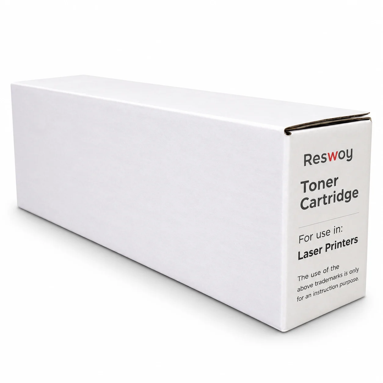 Caja de insumo de impresión genérico sobre fondo blanco. Imagen referencial.